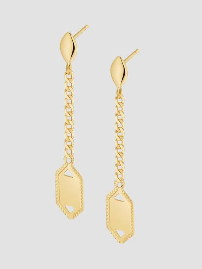 Oradina Women's 14k Yellow Gold Anthem Drop Earrings