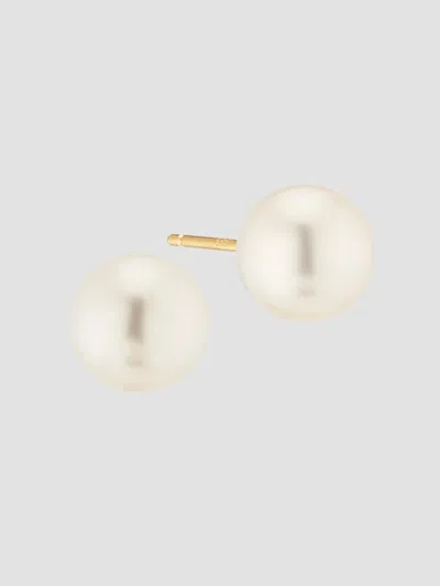 Oradina Women's 14k Yellow Gold Bold Princess Pearl Studs In Neutral