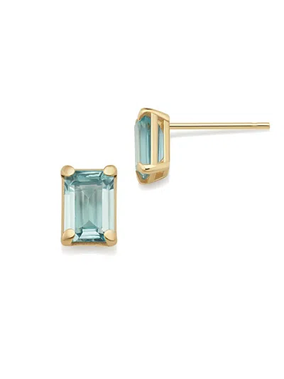 Oradina Women's 14k Yellow Gold Date Me Birthstone Stud Earrings In Brown