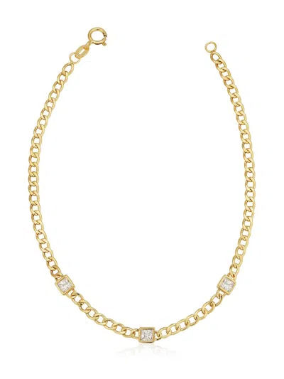 Oradina Women's 14k Yellow Gold Dazzle Me Curb Bracelet