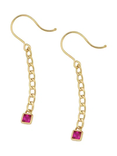Oradina Women's 14k Yellow Gold Dazzle Me Curb Drop Earrings In Metallic
