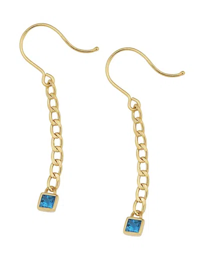 Oradina Women's 14k Yellow Gold Dazzle Me Curb Drop Earrings