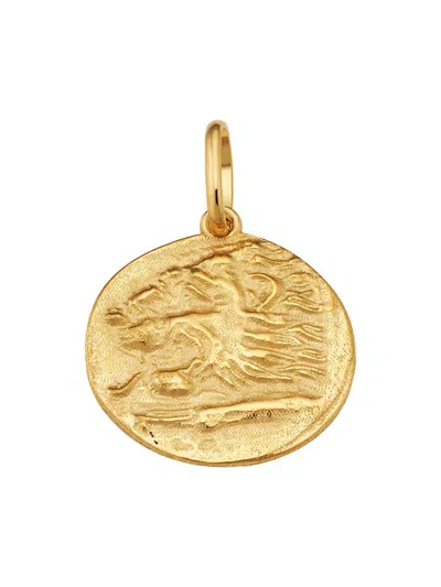 Oradina Women's 14k Yellow Gold Greek Lion Medallion Pendant Charm