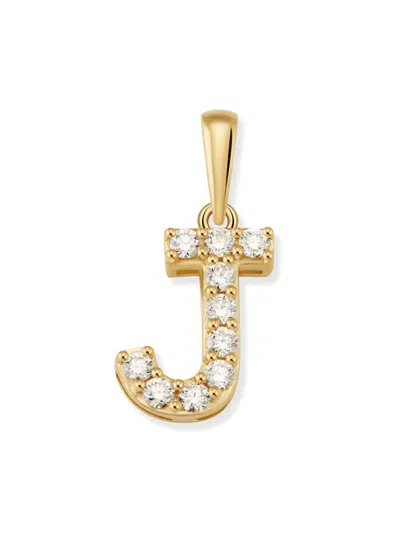 Oradina Women's 14k Yellow Gold Luxe Letter Diamond Initial Pendant Charm In Pink