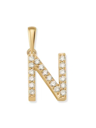 Oradina Women's 14k Yellow Gold Luxe Letter Diamond Initial Pendant Charm In Purple