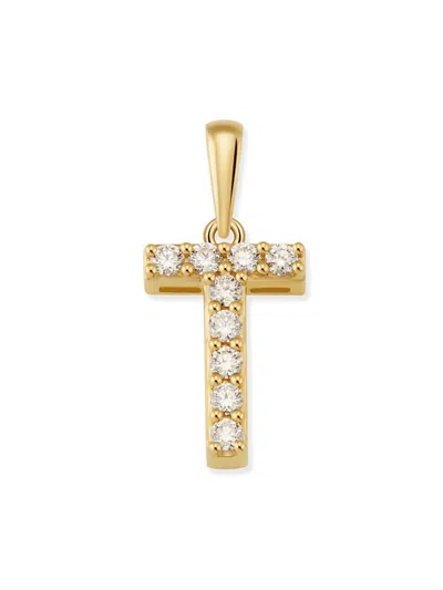 Oradina 14k Gold Luxe Letter Diamond Initial Pendant Charm In Yellow Gold - T