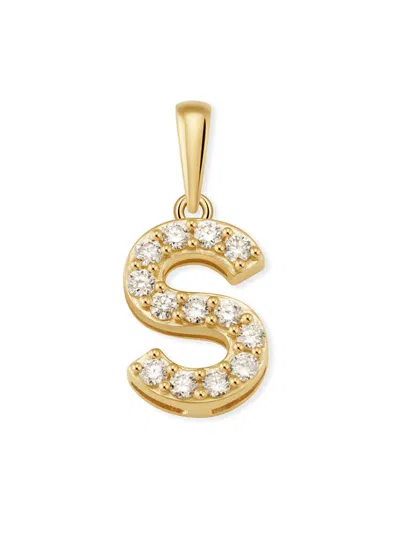 Oradina Women's 14k Yellow Gold Luxe Letter Diamond Initial Pendant Charm In Pattern