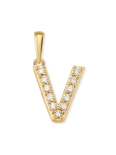 Oradina 14k Gold Luxe Letter Diamond Initial Pendant Charm In Yellow Gold - V