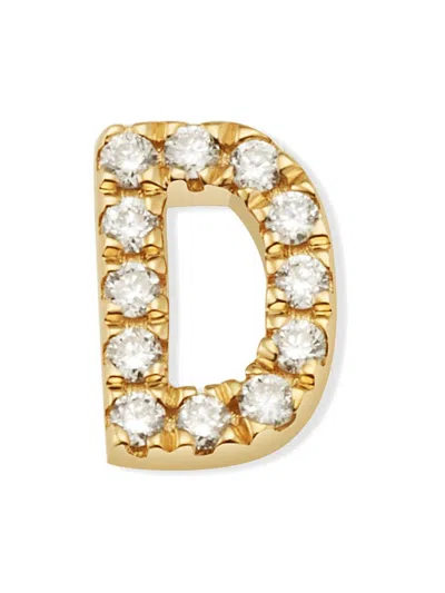 Oradina Women's 14k Yellow Gold Luxe Letter Diamond Initial Single Stud Earring In Neutral