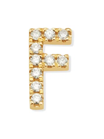 Oradina Women's 14k Yellow Gold Luxe Letter Diamond Initial Single Stud Earring In Orange