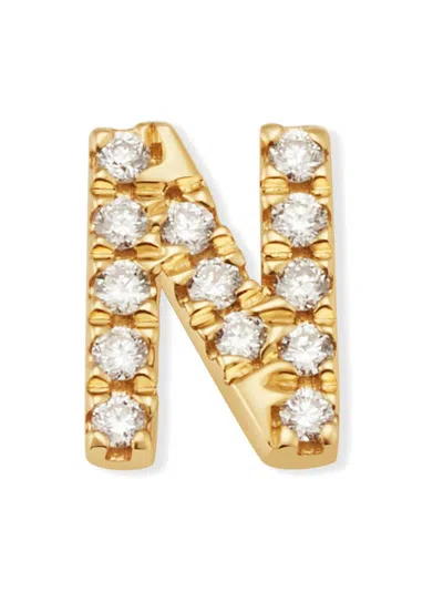 Oradina Women's 14k Yellow Gold Luxe Letter Diamond Initial Single Stud Earring