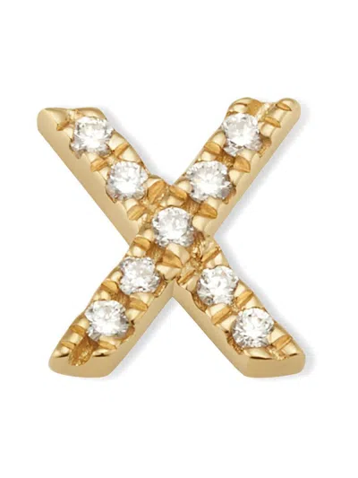 Oradina Women's 14k Yellow Gold Luxe Letter Diamond Initial Single Stud Earring