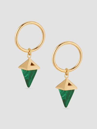 Oradina 14k Gold Prism Point Drop Earrings In Gold - Green Malachite