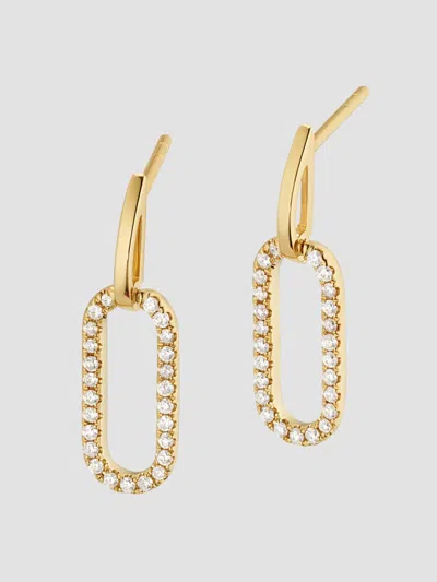 Oradina Women's 14k Yellow Gold Venice Link Diamond Drop Earrings