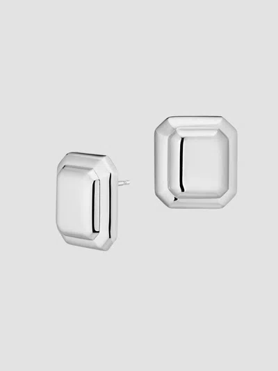 ORADINA WOMEN'S CUFFLINK BUTTON STUD EARRINGS IN STERLING SILVER
