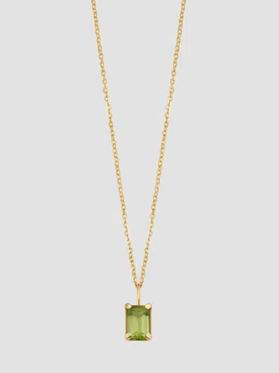 Oradina Women's Date Me Birthstone Pendant Necklace In 14k Yellow Gold In Green