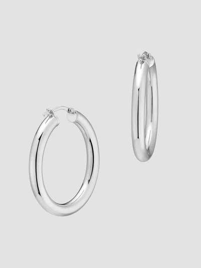 Oradina Women's Everyday Bold Hoop Earrings In Sterling Silver In Metallic
