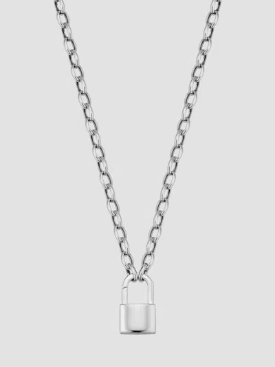Oradina Women's Lock It Up Connector Clasp Necklace In Sterling Silver