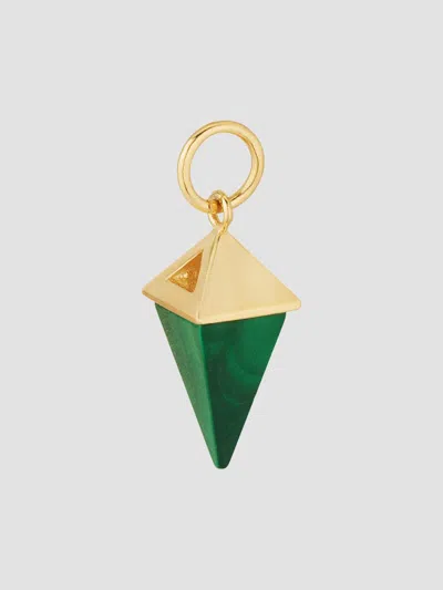 Oradina 14k Gold Prism Point Pendant Charm In Gold - Green Malachite
