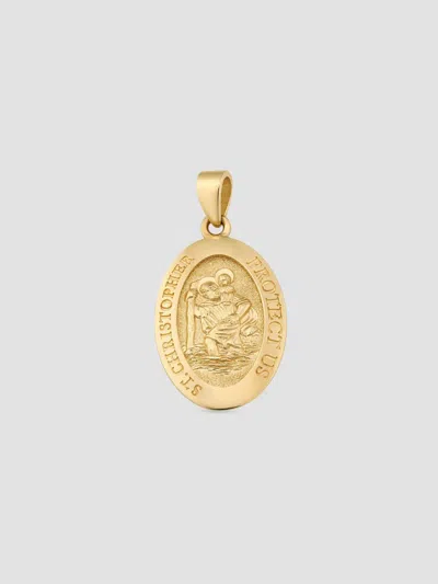 Oradina 14k Yellow Gold St. Christopher Medal Pendant Charm
