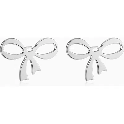 Oradina Wrap Me Up Bow Studs In Silver