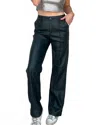 Oraije Paris Faux Leather Pant In Deep Green In Blue