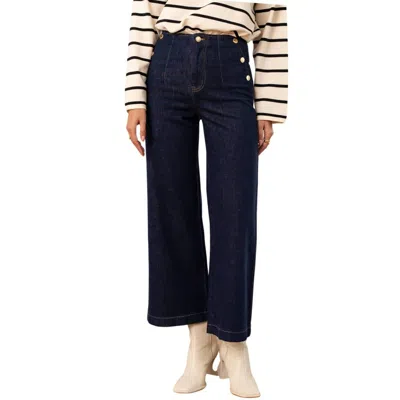Oraije Paris Venise Wide Leg Jeans In Navy In Blue