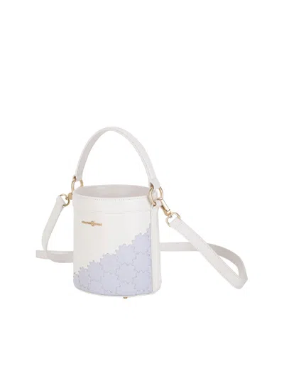 Orange Cube Women's Blue / Purple / White Quilted Impressions Bucket Bag - Lucent White/ Arctic Ice In Multi