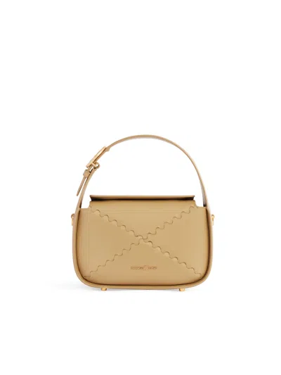 Orange Cube Women's Brown Classic Mosaic Box Bag - Beige