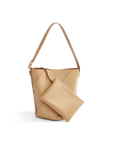 Orange Cube Women's Brown Mosaic Slouch Tote - Beige