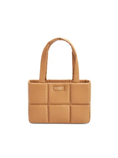 Orange Cube Women's Brown Square Stitch Cushion Tote - Caramel