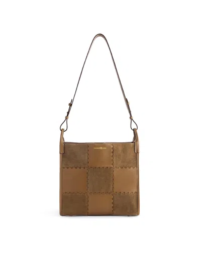 Orange Cube Women's Large Mosaic Square Stitch Tote Bag - Honey Brown