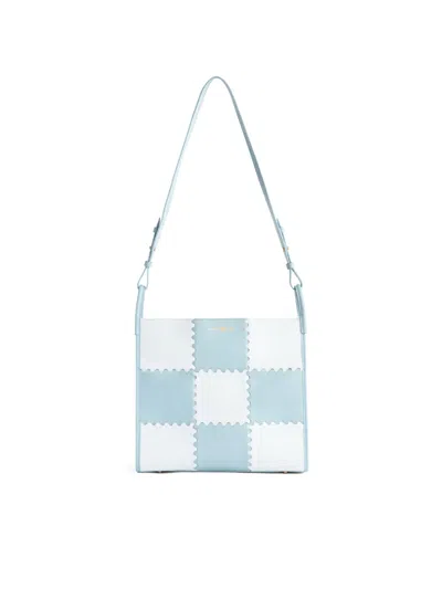 Orange Cube Women's Large Mosaic Square Stitch Tote Bag - Seashell & Baby Blue