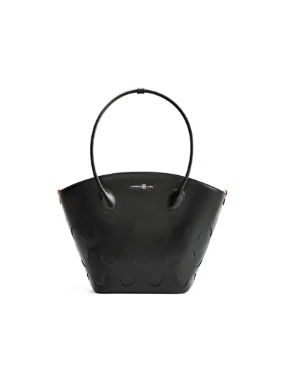 Orange Cube Women's Large Quilted Impressions Wavy Tote Bag - Black