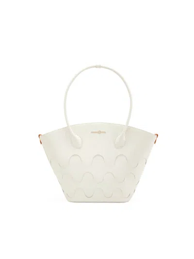 Orange Cube Women's Large Quilted Impressions Wavy Tote Bag - White