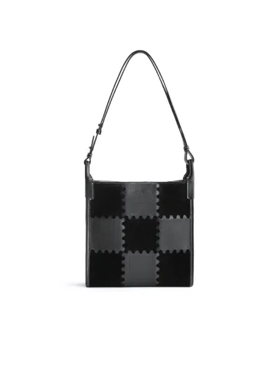Orange Cube Women's Medium Square Stitch Tote Bag - Black
