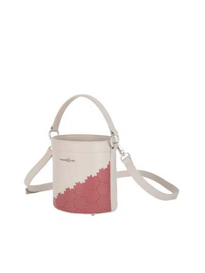 Orange Cube Women's Pink / Red / White Quilted Impressions Bucket Bag - Moonbeam/ Faded Rose In Multi