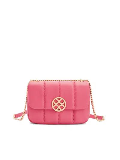 Orange Cube Women's Pink Square Stitch Flap Bag - Coral