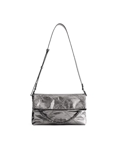 Orange Cube Women's Retro Messenger Bag - Black Silver