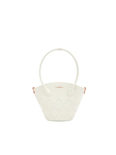 Orange Cube Women's Small Quilted Impressions Wavy Tote Bag - White