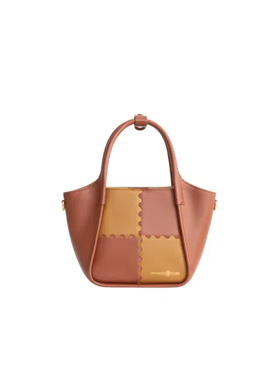 Orange Cube Women's Square Stitch Basket Bag - Brown