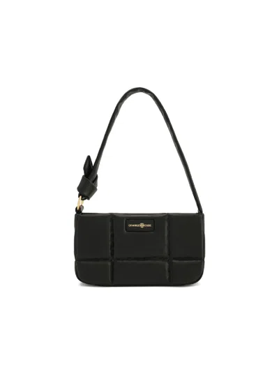 Orange Cube Women's Square Stitch Cushion Shoulder Bag - Black