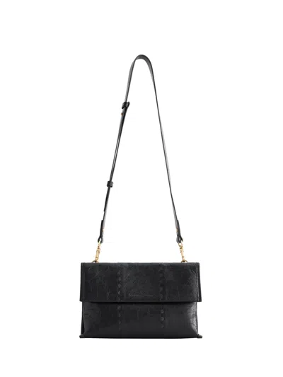 Orange Cube Women's Square Stitch Messenger Bag - Black Gloss