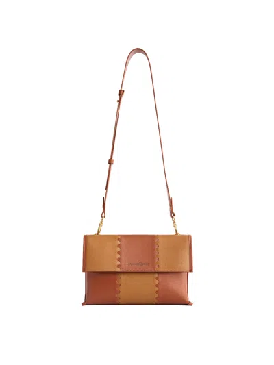 Orange Cube Women's Square Stitch Messenger Bag - Brown