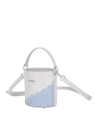 Orange Cube Women's White / Blue Quilted Impressions Bucket Bag - Nimbus Cloud/ Dream Blue In Multi