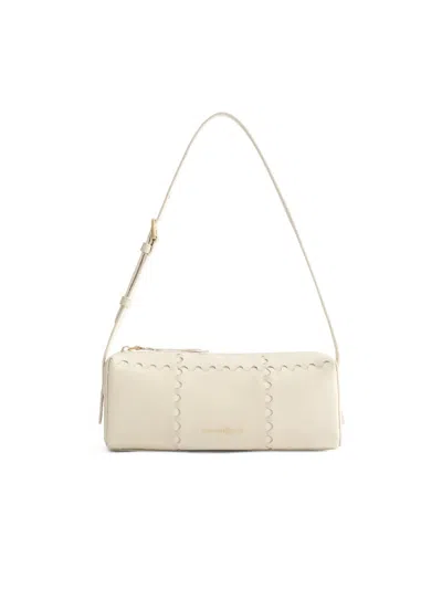 Orange Cube Women's White Checkbox Shoulder Bag - Pearl