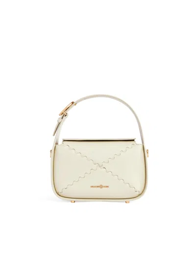 Orange Cube Women's White Classic Mosaic Box Bag - Pearl