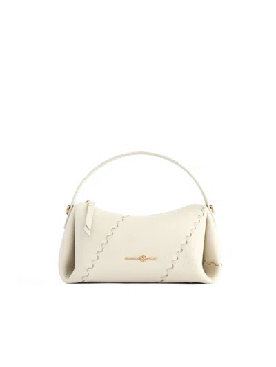 Orange Cube Women's White Mosaic Baguette Bag - Pearl