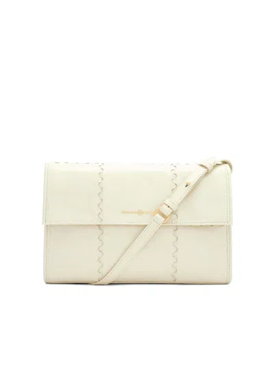 Orange Cube Women's White Mosaic Messenger Bag - Gloss Pearl