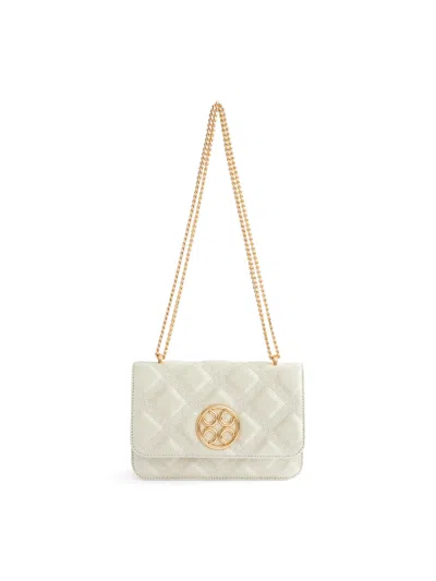 Orange Cube Women's White Mosaic Stitch Crossbody Bag - Pearl